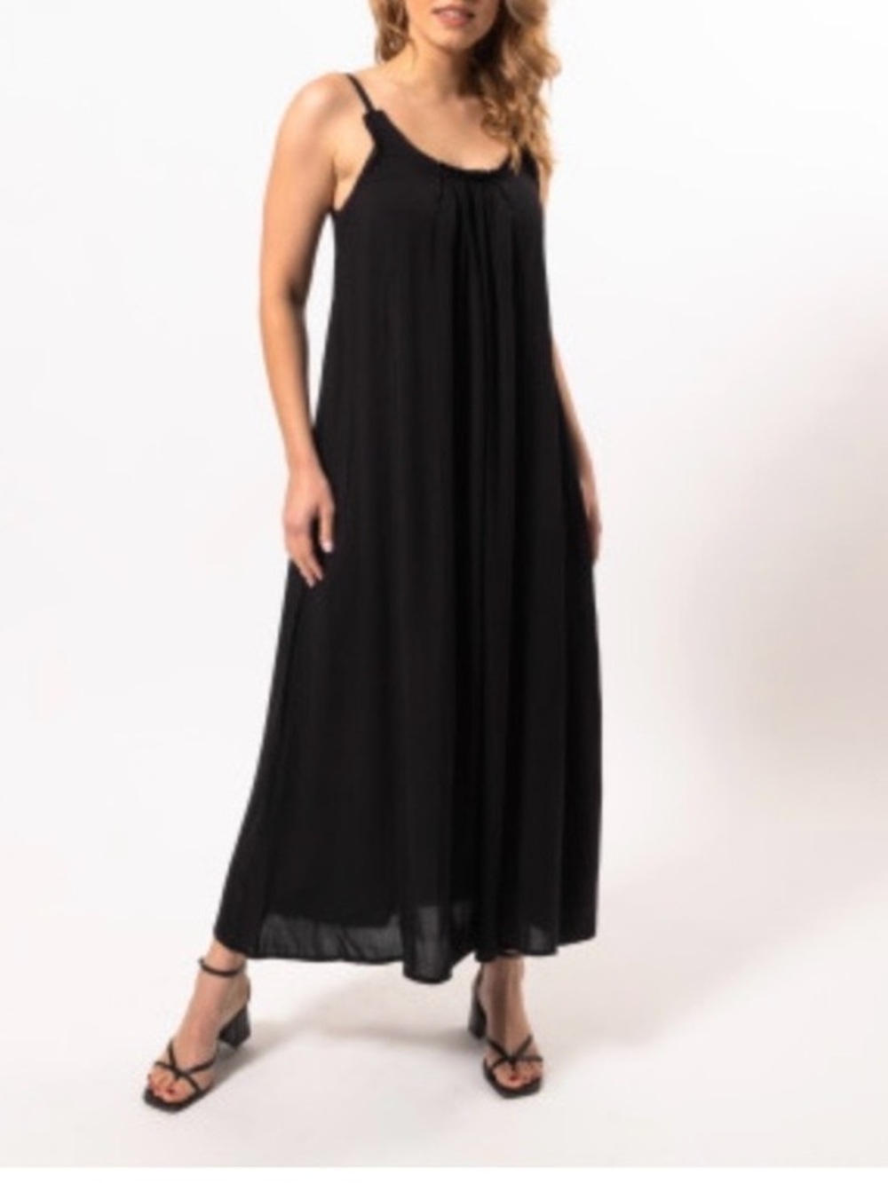 MAREOra cool dress Black Spaghetti Strap Maxi Dress. Made in Greece Sz M